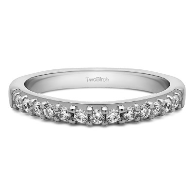 0.3 Carat Common Prong Thirteen Stone Wedding Ring With Cubic Zirconia Mounted in Sterling Silver.(Size 7)