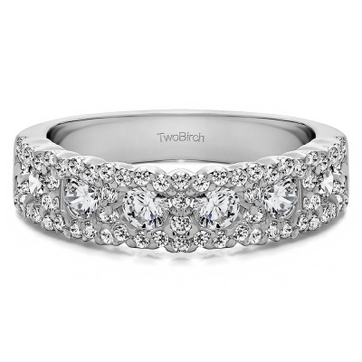 0.84 Carat Alternating Small and Large Round Wedding Ring