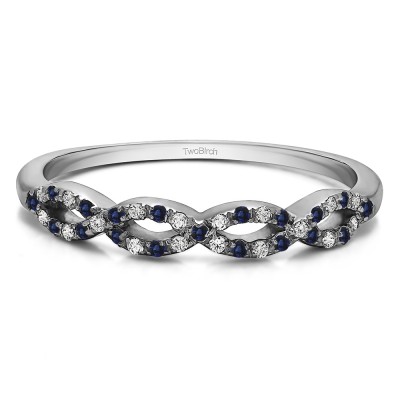 0.15 Carat Sapphire and Diamond Pave Set Infinity Wedding Ring