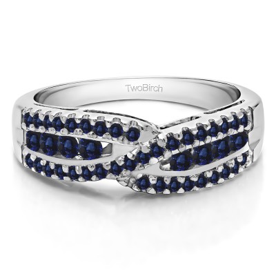 0.61 Carat Sapphire Cross Over U Prong Set Wedding Ring