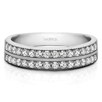 0.48 Carat Double Row Channel Fishtail Set Wedding Band