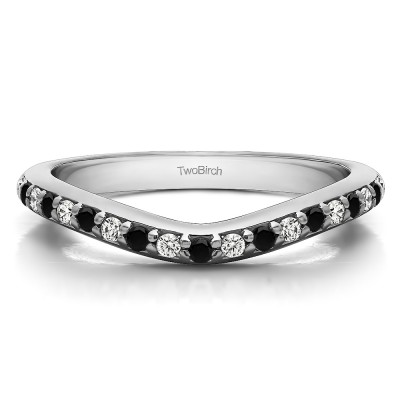 0.25 Ct. Black and White Nineteen Round Stone Double Shared Prong Contour Ring