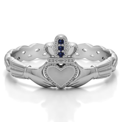 0.02 Carat Sapphire Celtic Claddagh Wedding Ring