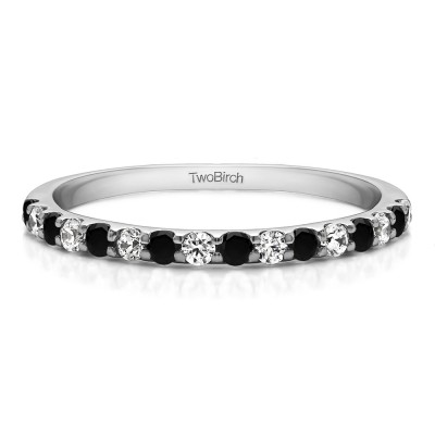 0.48 Carat Black and White Double Shared Prong Wedding Band