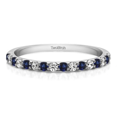 0.48 Carat Sapphire and Diamond Double Shared Prong Wedding Band