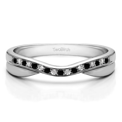 0.11 Ct. Black and White Metal Accented Curved Band