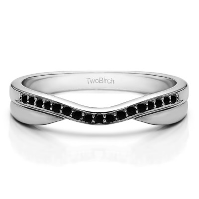 0.11 Ct. Black Metal Accented Curved Band