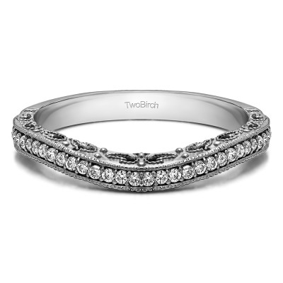 0.18 Ct. Filigree and Millgrained Vintage Contour Band